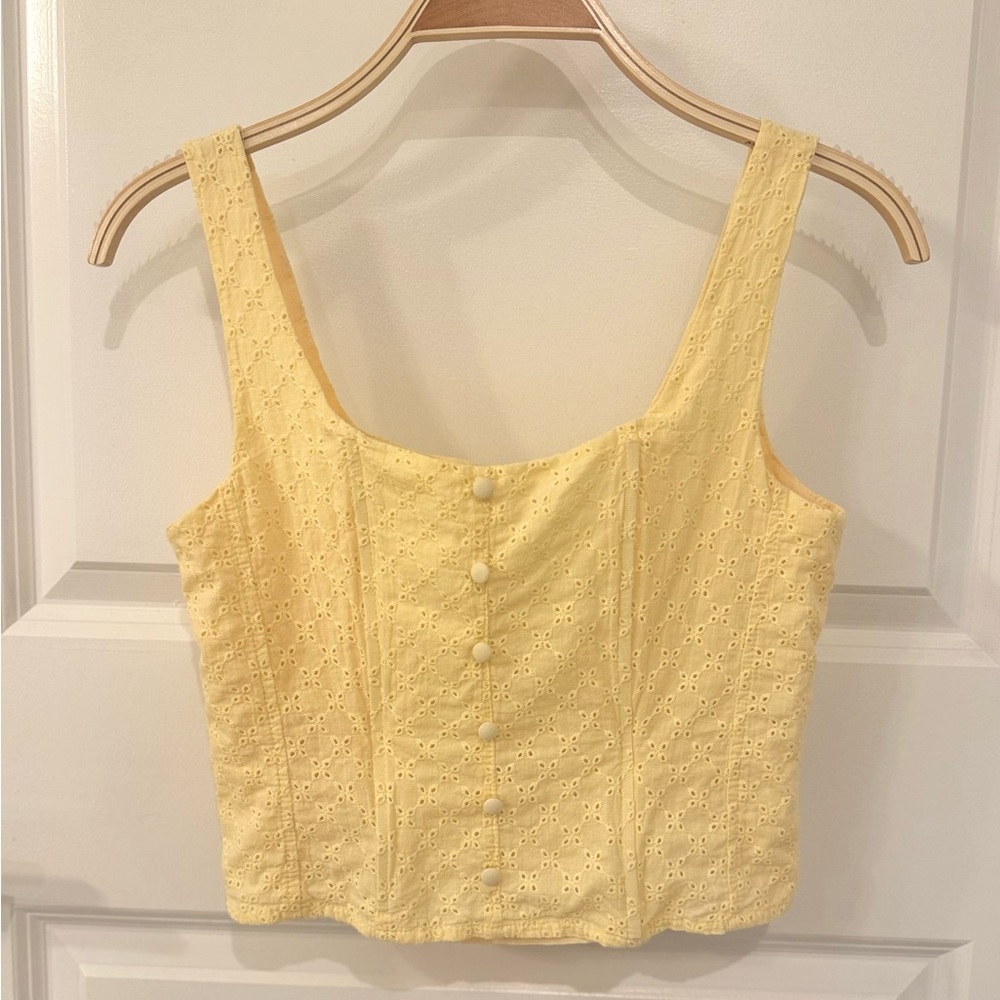 Gianni Bini Yellow corset summer crop top Size S